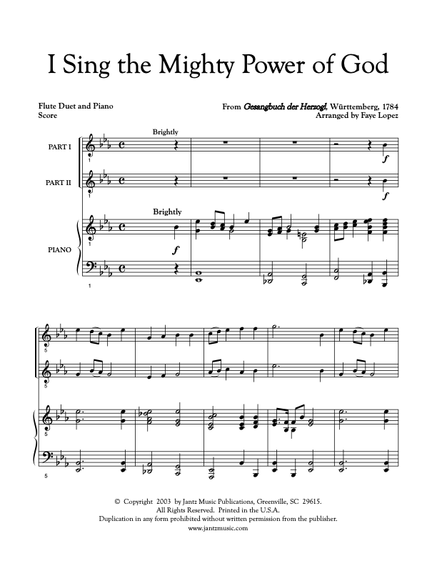 I Sing the Mighty Power of God - Flute Duet