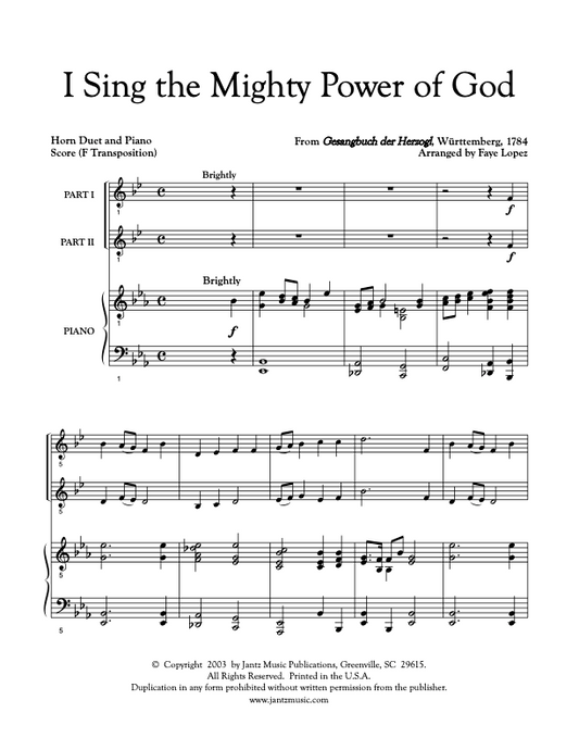 I Sing the Mighty Power of God - Horn Duet