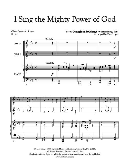 I Sing the Mighty Power of God - Oboe Duet