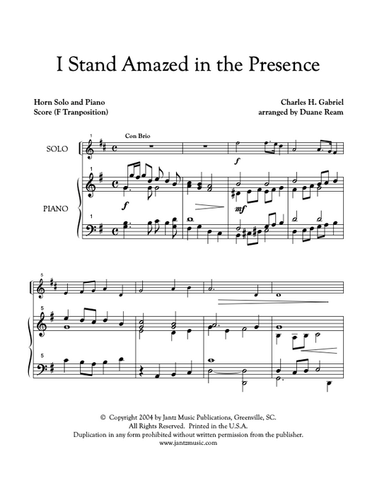 I Stand Amazed in the Presence - Horn Solo