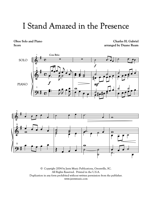 I Stand Amazed in the Presence - Oboe Solo