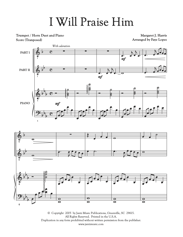 I Will Praise Him - Trumpet/Horn Duet