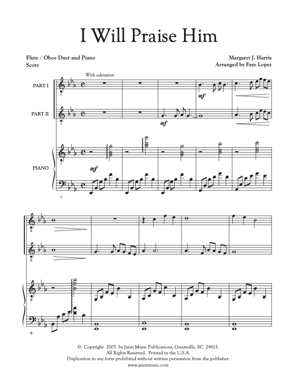 I Will Praise Him - Flute/Oboe Duet