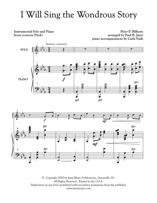 I Will Sing the Wondrous Story - Combined Set of All Solo Instrument Options