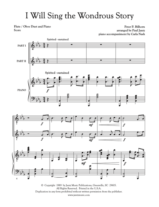 I Will Sing the Wondrous Story - Flute/Oboe Duet