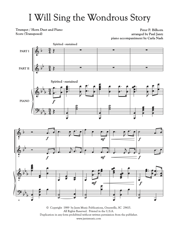 I Will Sing the Wondrous Story - Trumpet/Horn Duet