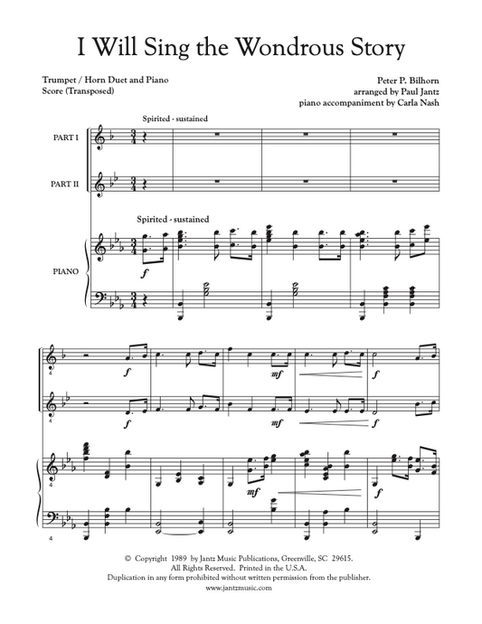 I Will Sing the Wondrous Story - Trumpet/Horn Duet