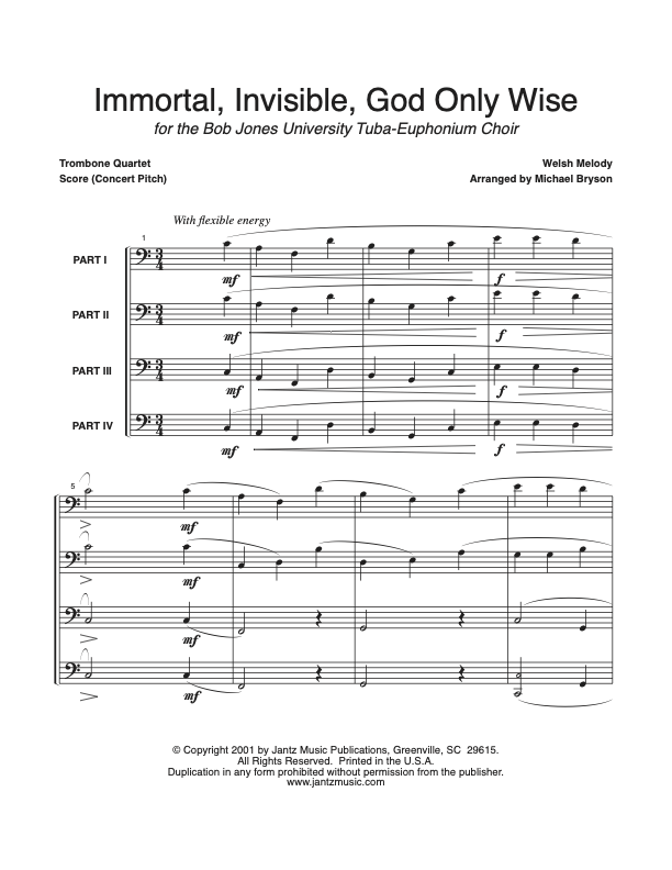Immortal, Invisible, God Only Wise - Trombone Quartet