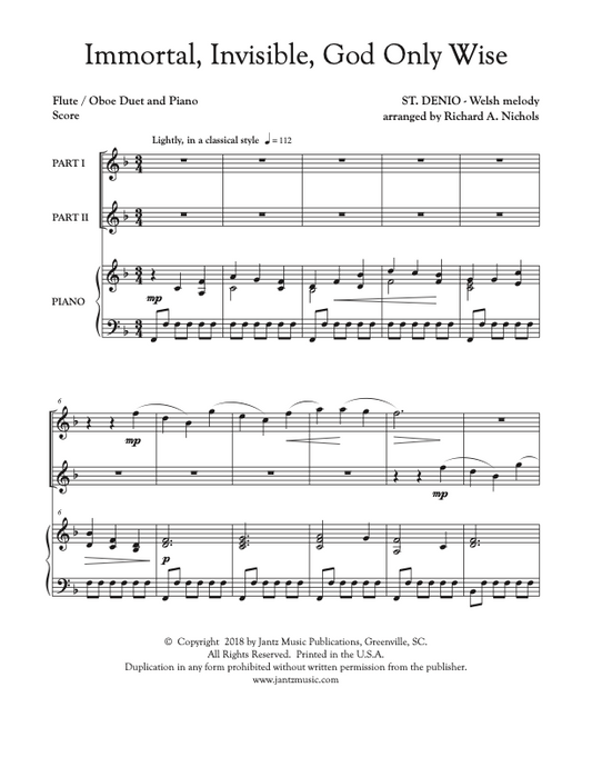 Immortal, Invisible, God Only Wise - Flute/Oboe Duet