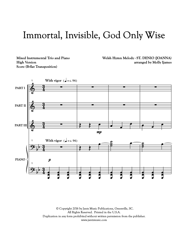 Immortal, Invisible, God Only Wise - Clarinet Trio