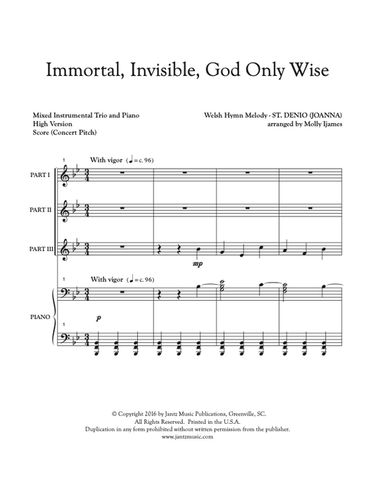 Immortal, Invisible, God Only Wise - Combined Set of Flute/Clarinet/Alto Saxophone Trios