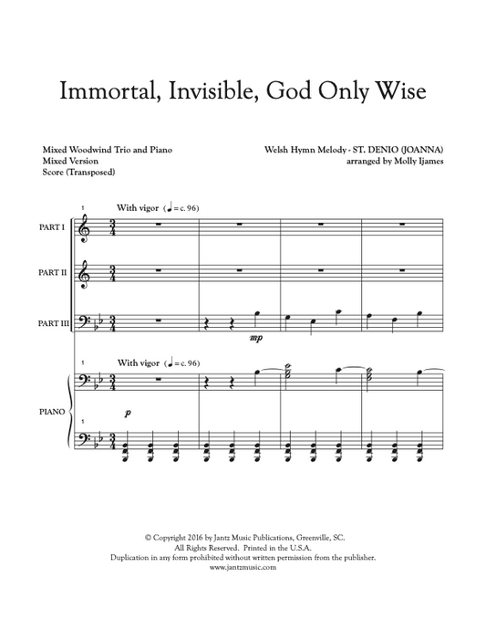 Immortal, Invisible, God Only Wise - Mixed Woodwind Trio