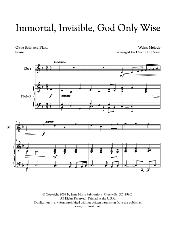 Immortal, Invisible, God Only Wise - Oboe Solo