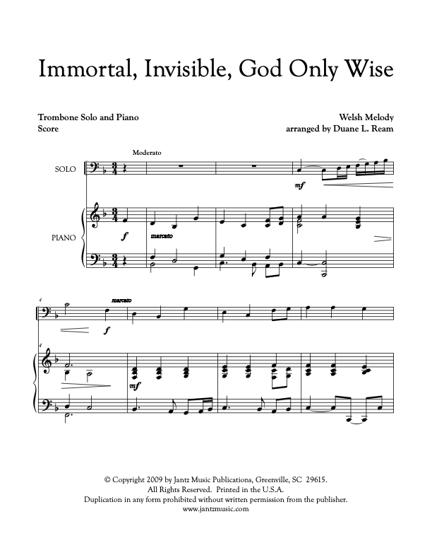 Immortal, Invisible, God Only Wise - Trombone Solo