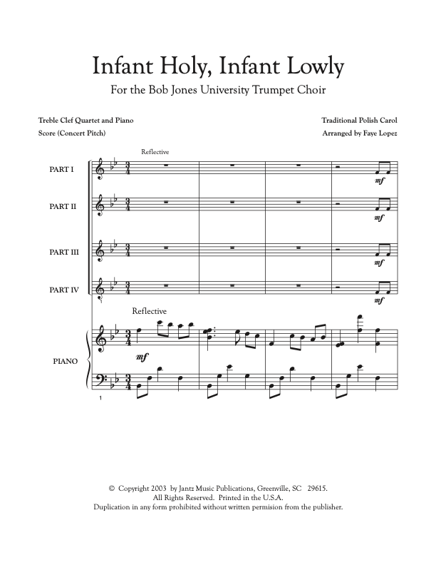 Infant Holy, Infant Lowly - Combined Set of Flute/Clarinet/Trumpet Quartets