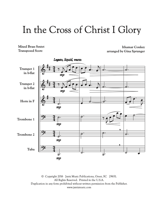 In the Cross of Christ I Glory - Mixed Brass Sextet