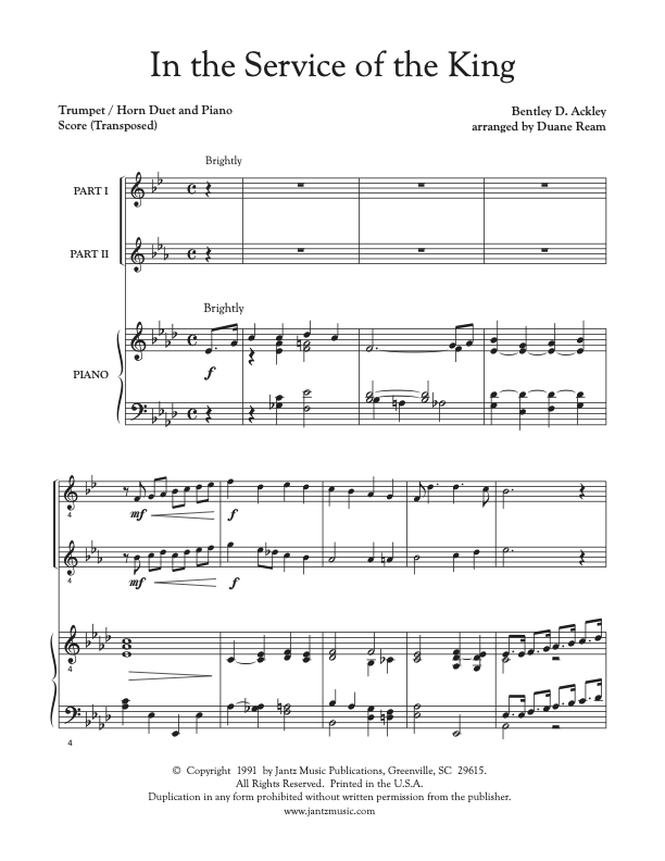 In the Service of the King - Trumpet/Horn Duet