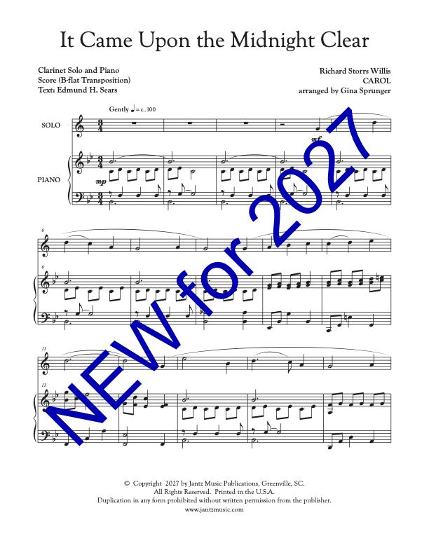 It Came Upon the Midnight Clear - Clarinet Solo