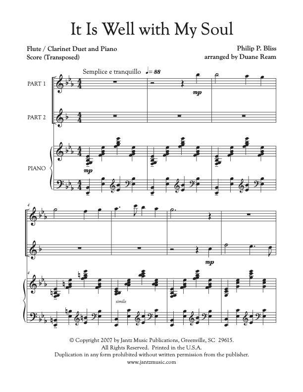 It Is Well with My Soul - Flute/Clarinet Duet