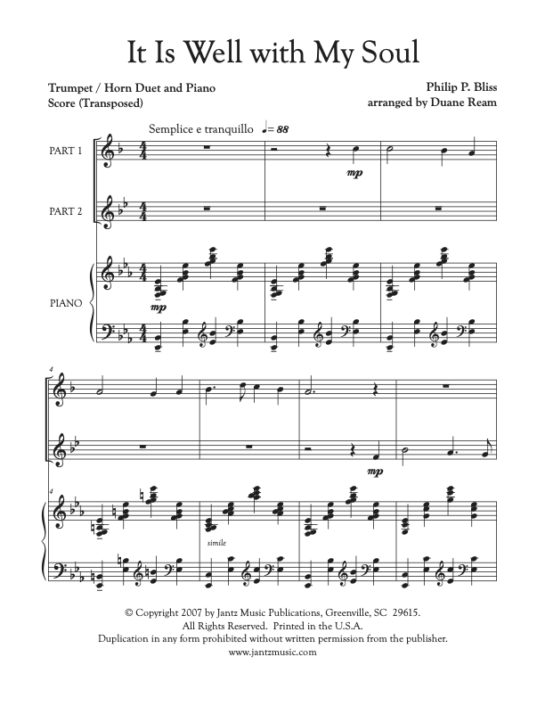 It Is Well with My Soul - Trumpet/Horn Duet