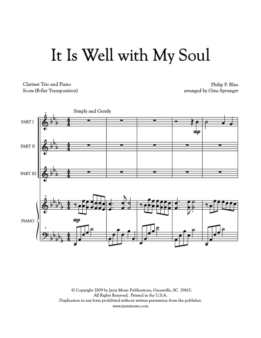 It Is Well with My Soul - Clarinet Trio