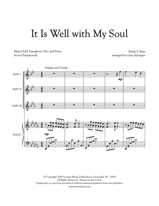 It Is Well with My Soul - AAT Saxophone Trio