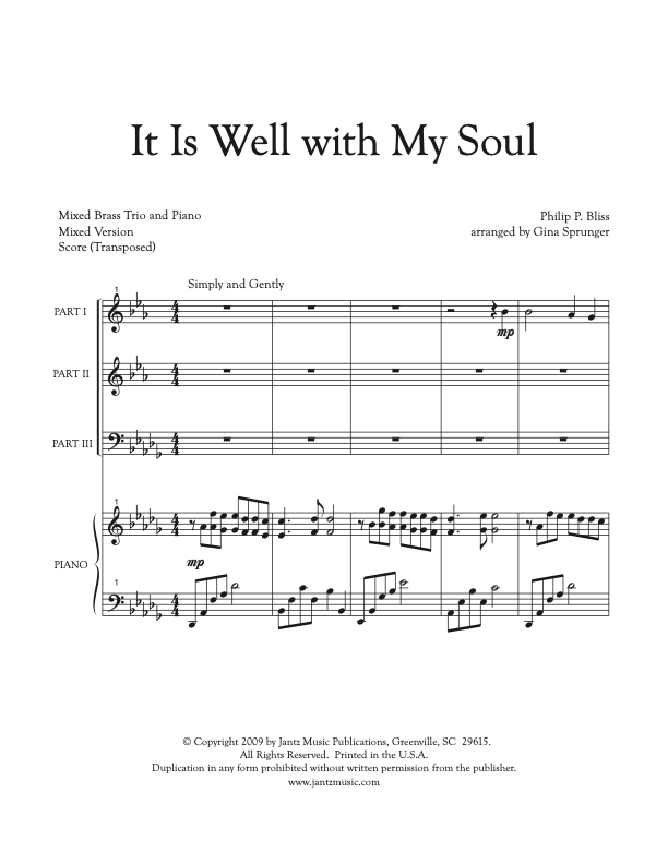 It Is Well with My Soul - Mixed Brass Trio