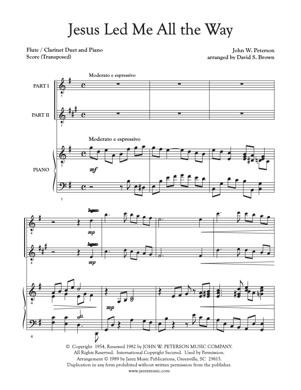 Jesus Led Me All the Way - Flute/Clarinet Duet