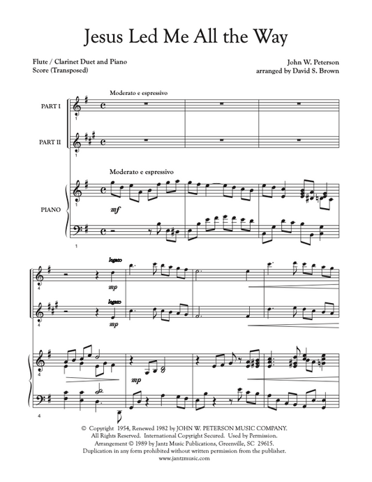 Jesus Led Me All the Way - Flute/Clarinet Duet