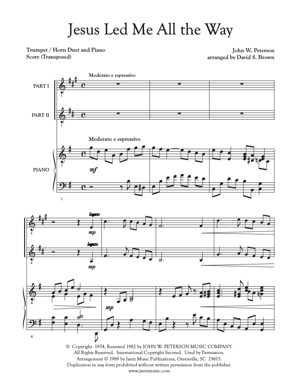Jesus Led Me All the Way - Trumpet/Horn Duet