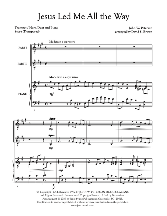 Jesus Led Me All the Way - Trumpet/Horn Duet