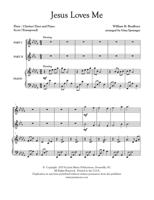 Jesus Loves Me - Flute/Clarinet Duet