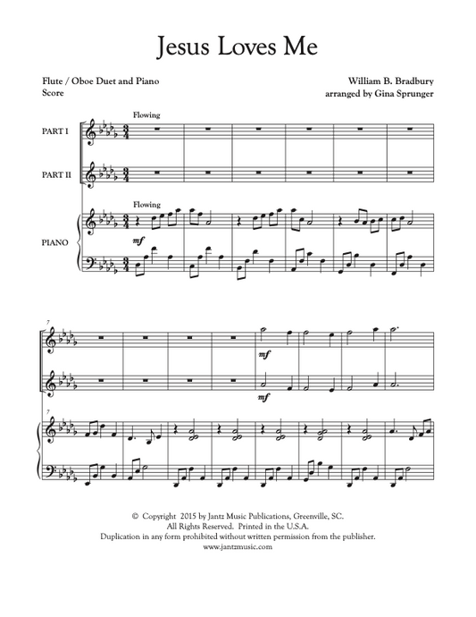 Jesus Loves Me - Flute/Oboe Duet