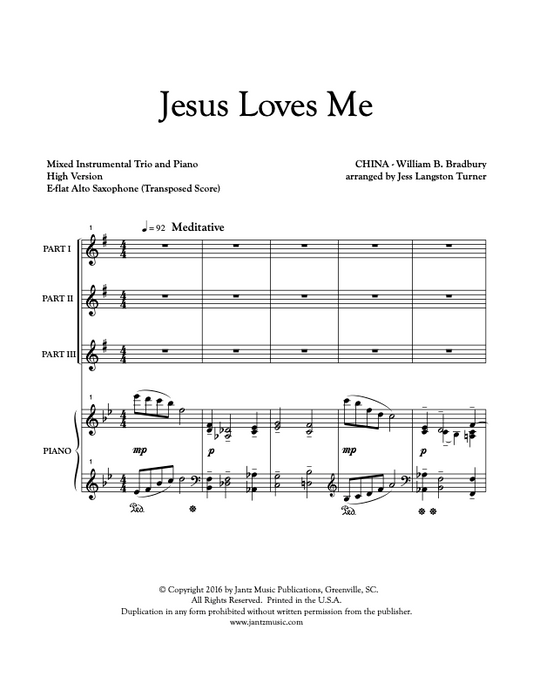 Jesus Loves Me - Alto Saxophone Trio