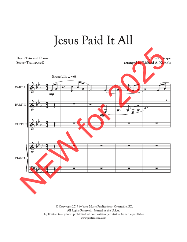 Jesus Paid It All - Horn Trio