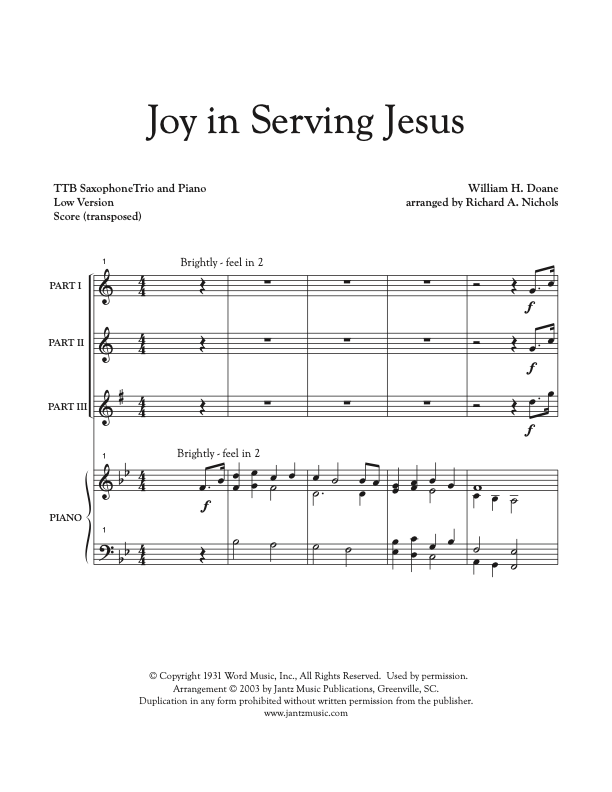 Joy in Serving Jesus - TTB Saxophone Trio