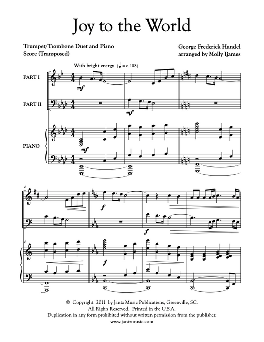 Joy to the World - Trumpet/Trombone Duet
