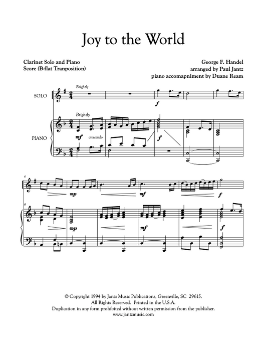 Joy to the World - Clarinet Solo