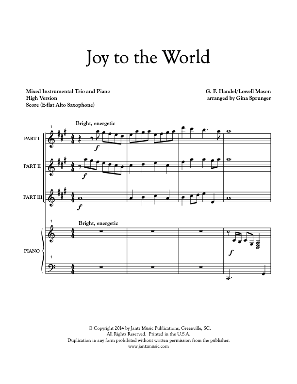 Joy to the World - Alto Saxophone Trio