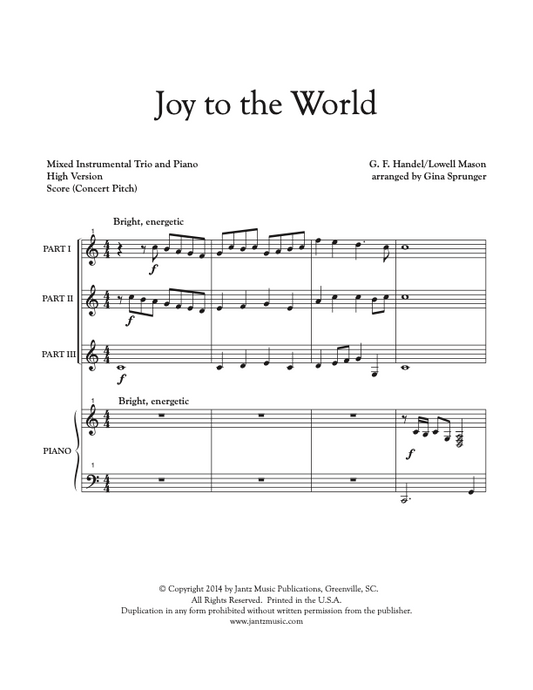 Joy to the World - Combined Set of Flute/Clarinet/Alto Saxophone Trios
