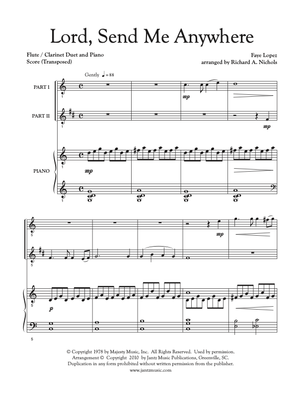 Lord, Send Me Anywhere - Flute/Clarinet Duet