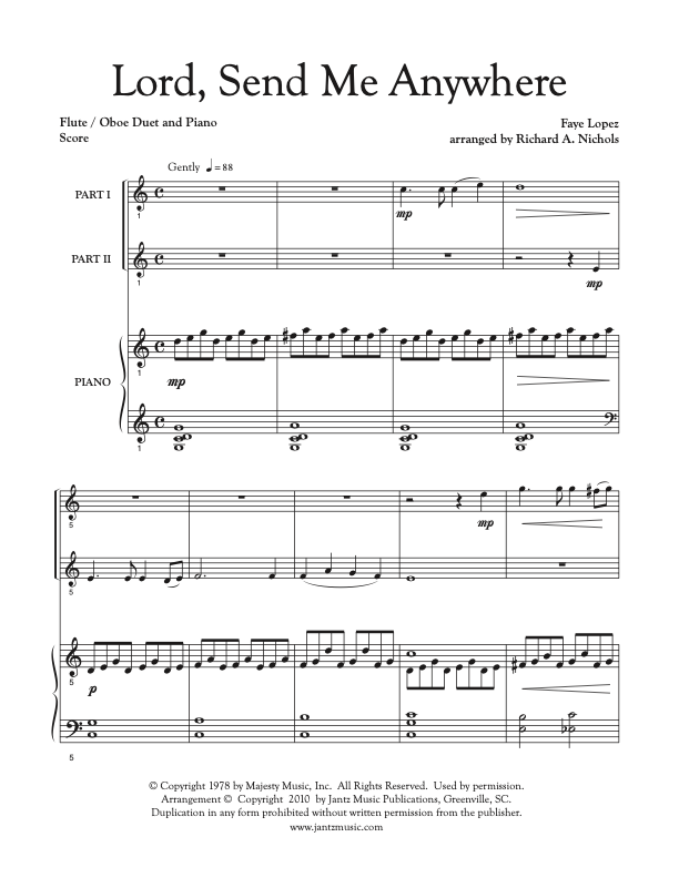 Lord, Send Me Anywhere - Flute/Oboe Duet