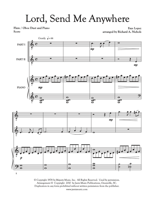 Lord, Send Me Anywhere - Flute/Oboe Duet