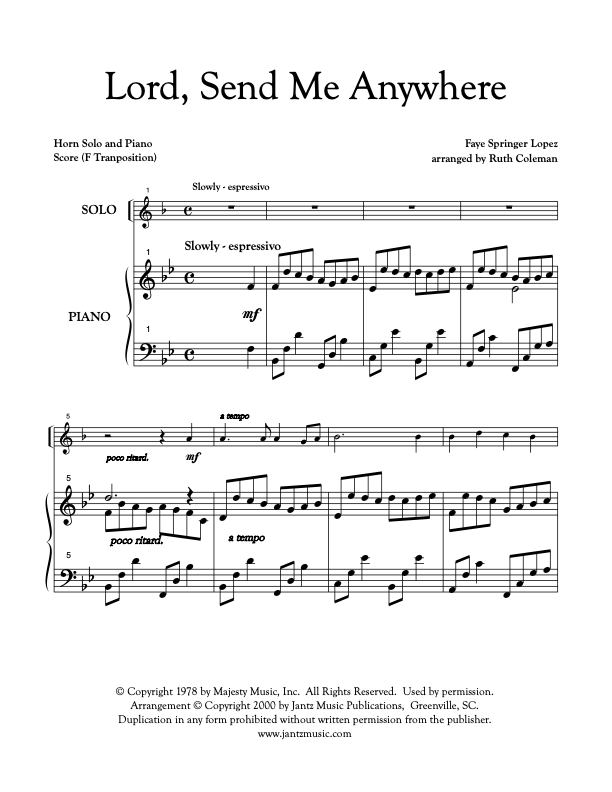 Lord, Send Me Anywhere - Horn Solo