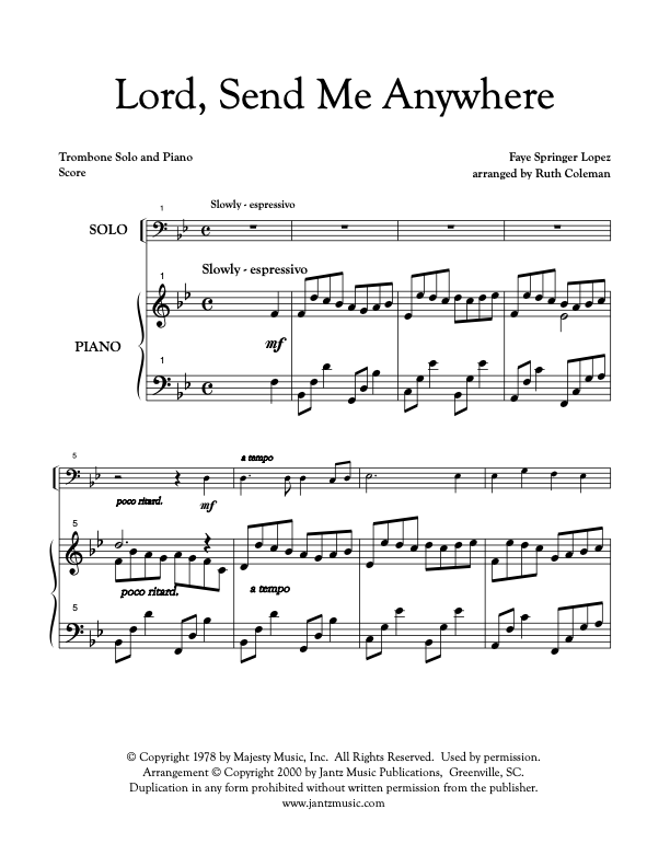 Lord, Send Me Anywhere - Trombone Solo