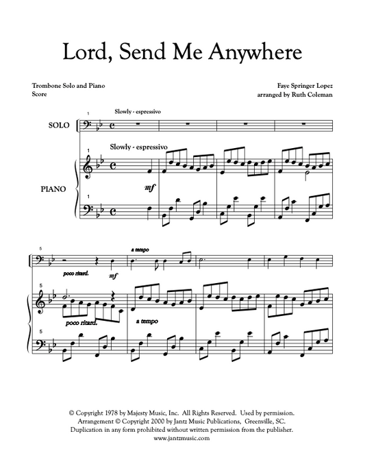 Lord, Send Me Anywhere - Trombone Solo