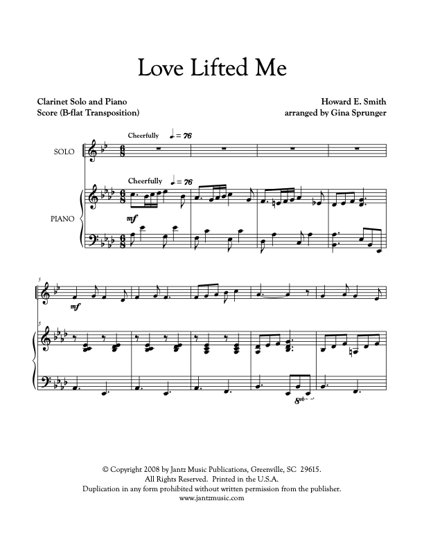 Love Lifted Me - Clarinet Solo