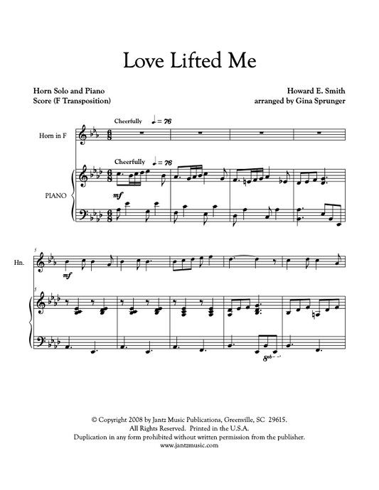 Love Lifted Me - Horn Solo