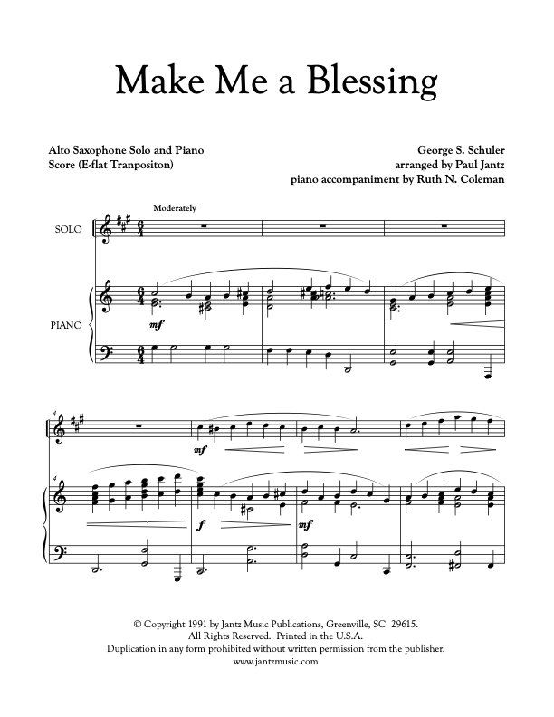Make Me a Blessing - Alto Saxophone Solo