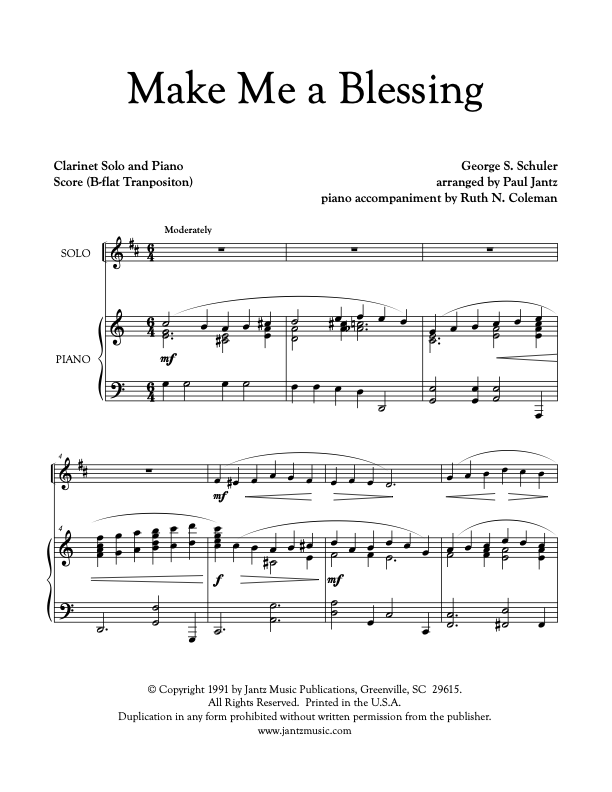 Make Me a Blessing - Clarinet Solo